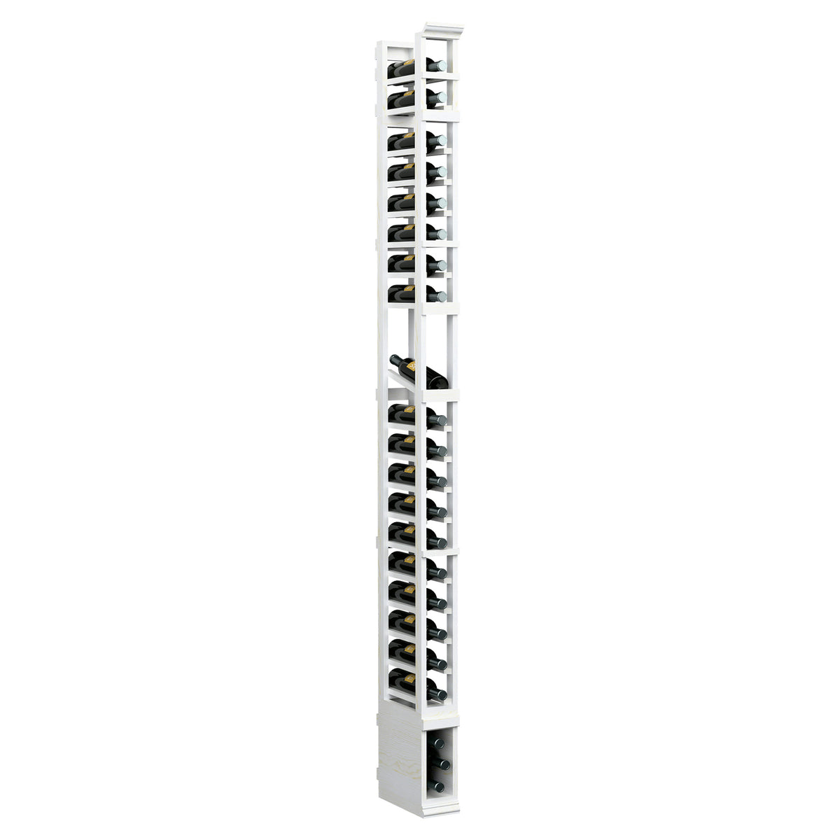 1-column display rack, side view showing stacked shelves and black pegs