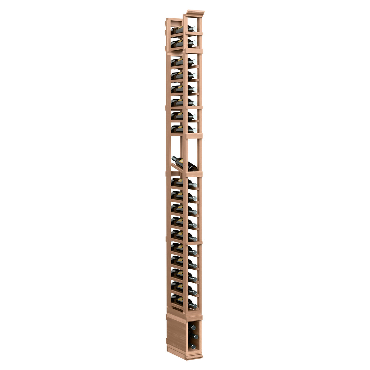 8-ft 1-column display rack with light wood frame and metal shelf rails