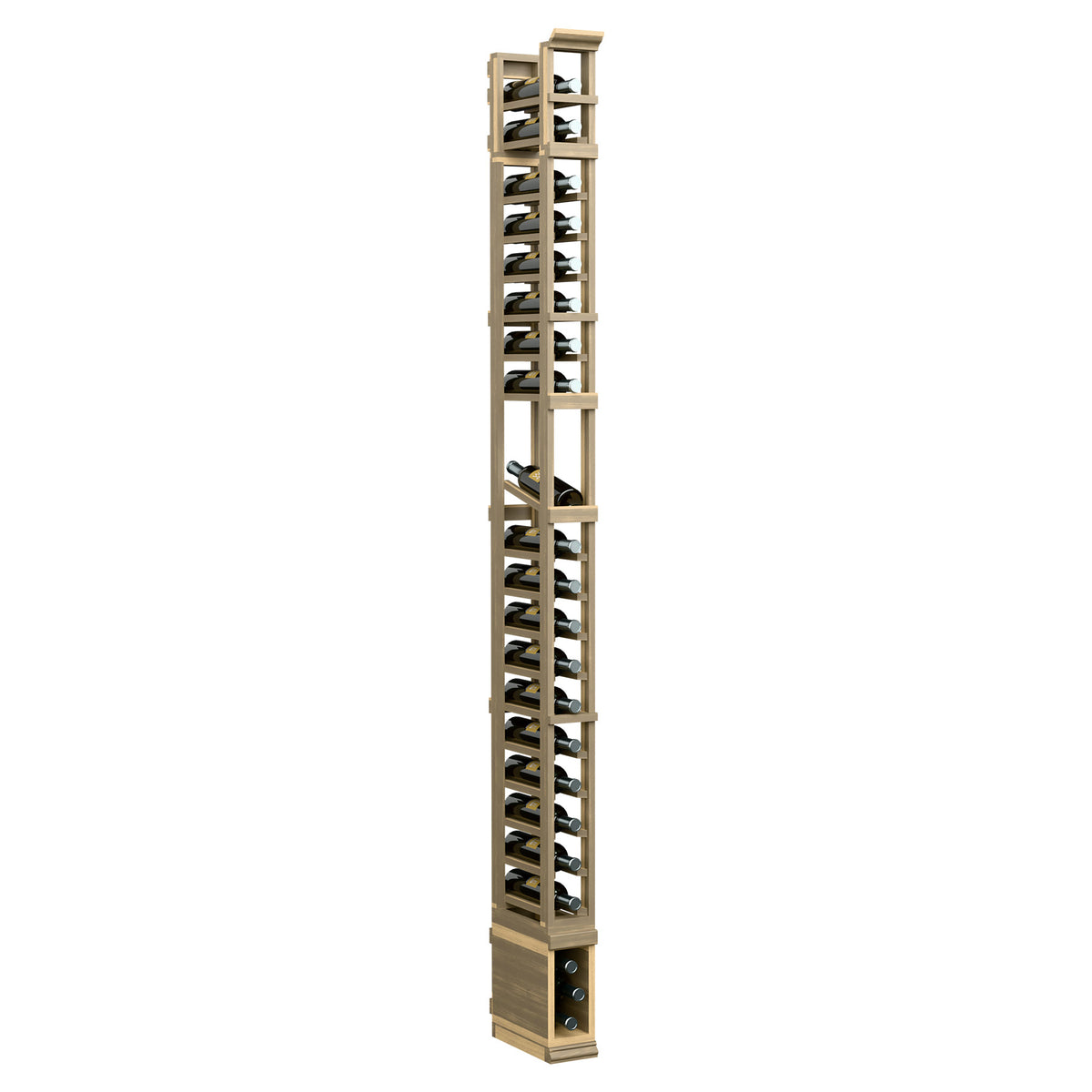 8-ft 1-column display rack with natural light wood frame and metal shelf rails