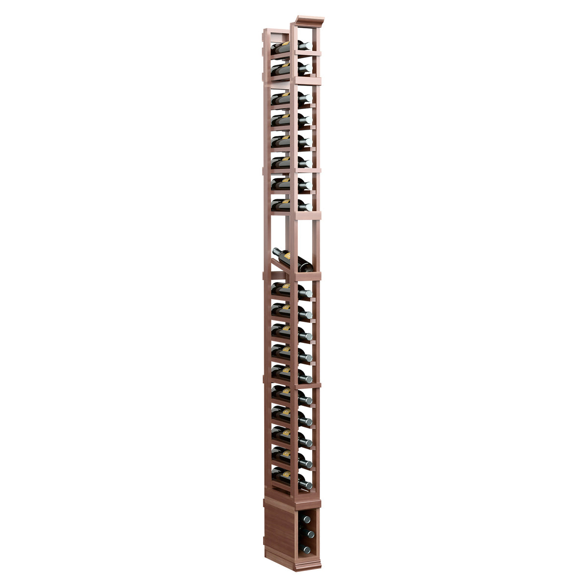 1-column shoe display rack with vertical wooden lattice slots and metal pegs, warm wood.