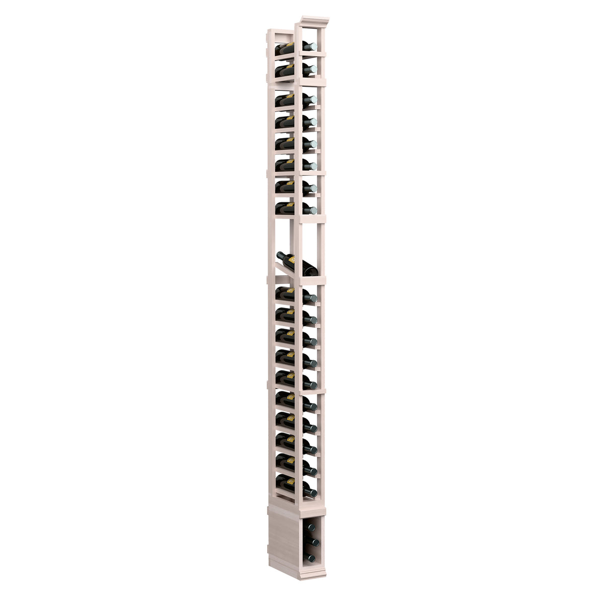 1-column shoe display rack with tiered slots and metal pegs, pale light wood finish.