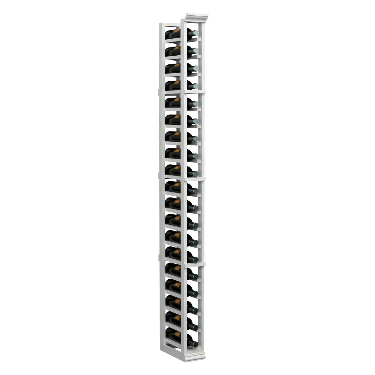 6ft one-column wine bottle rack, grey frame with angled bottle slots