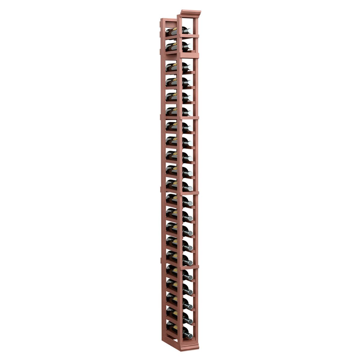 7-foot vertical 1-column shoe rack, warm red-brown frame with wire shelf tiers