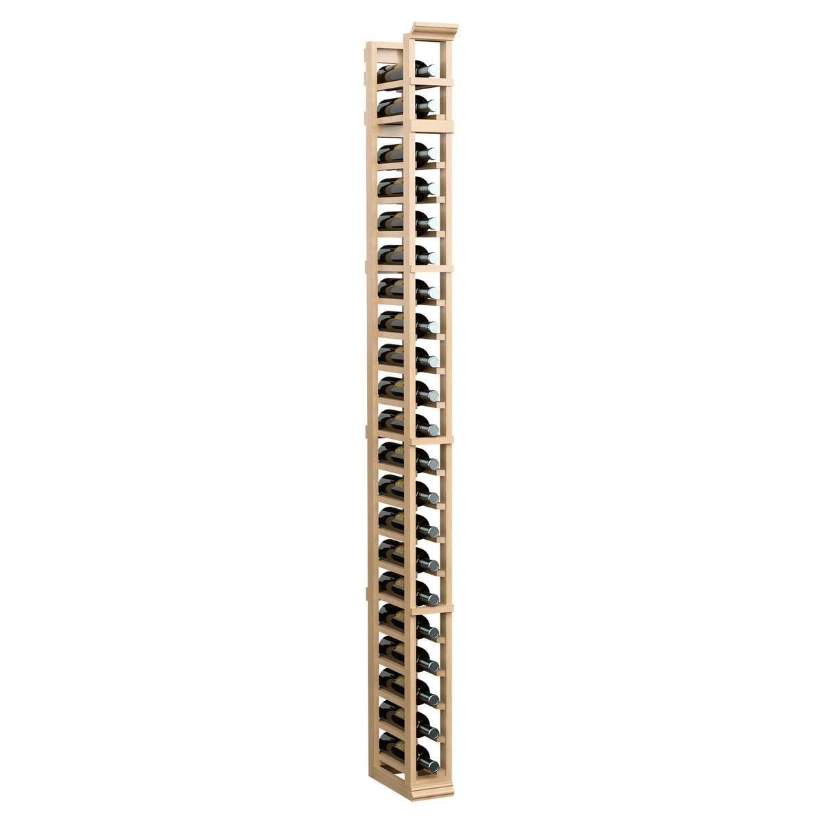 7-foot vertical 1-column shoe rack, pale wood frame and stacked wire shelf tiers