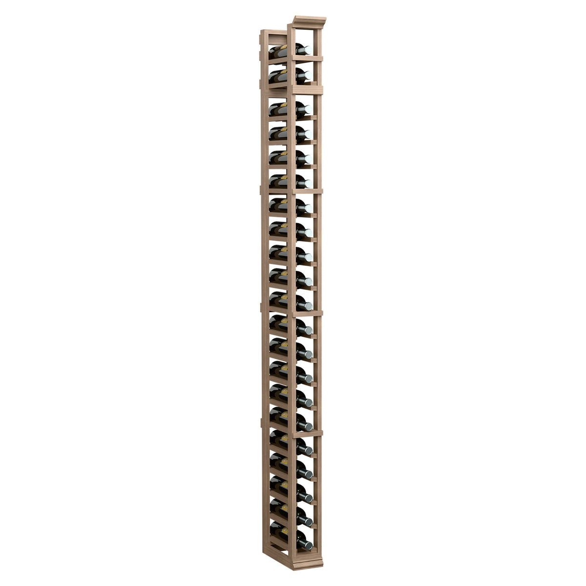 7-foot vertical 1-column shoe rack, light wood frame with multiple open wire shelves