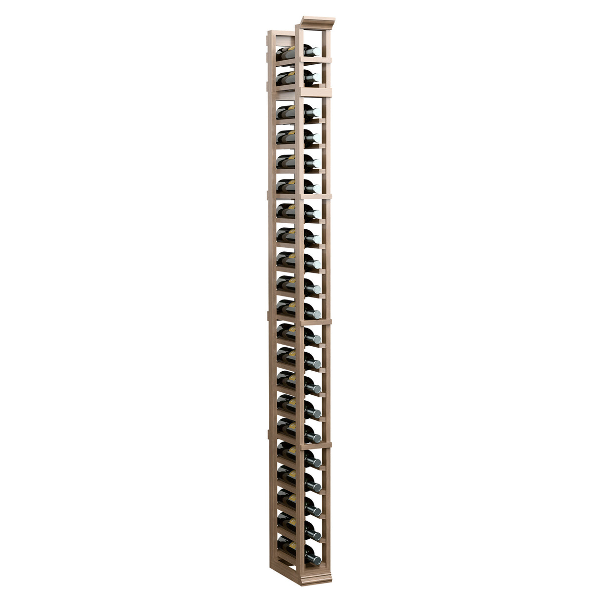 7-foot vertical 1-column shoe rack, pale wood frame with stacked wire shelves