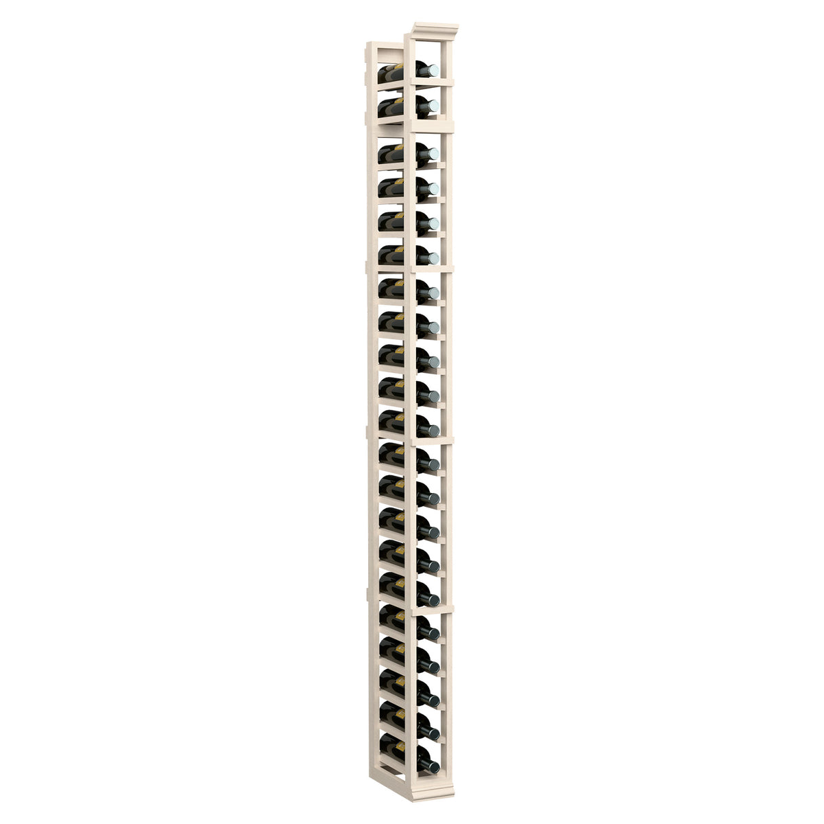 1-column wine bottle rack, white-wash wood with vertical bottle storage