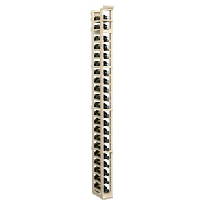 Light wood one-column bottle rack, tall vertical frame with repeated bottle cradles