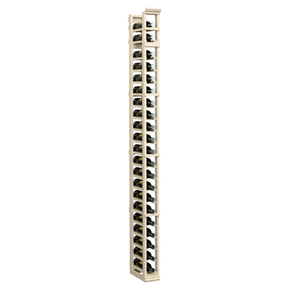 Light wood one-column bottle rack, tall vertical frame with repeated bottle cradles