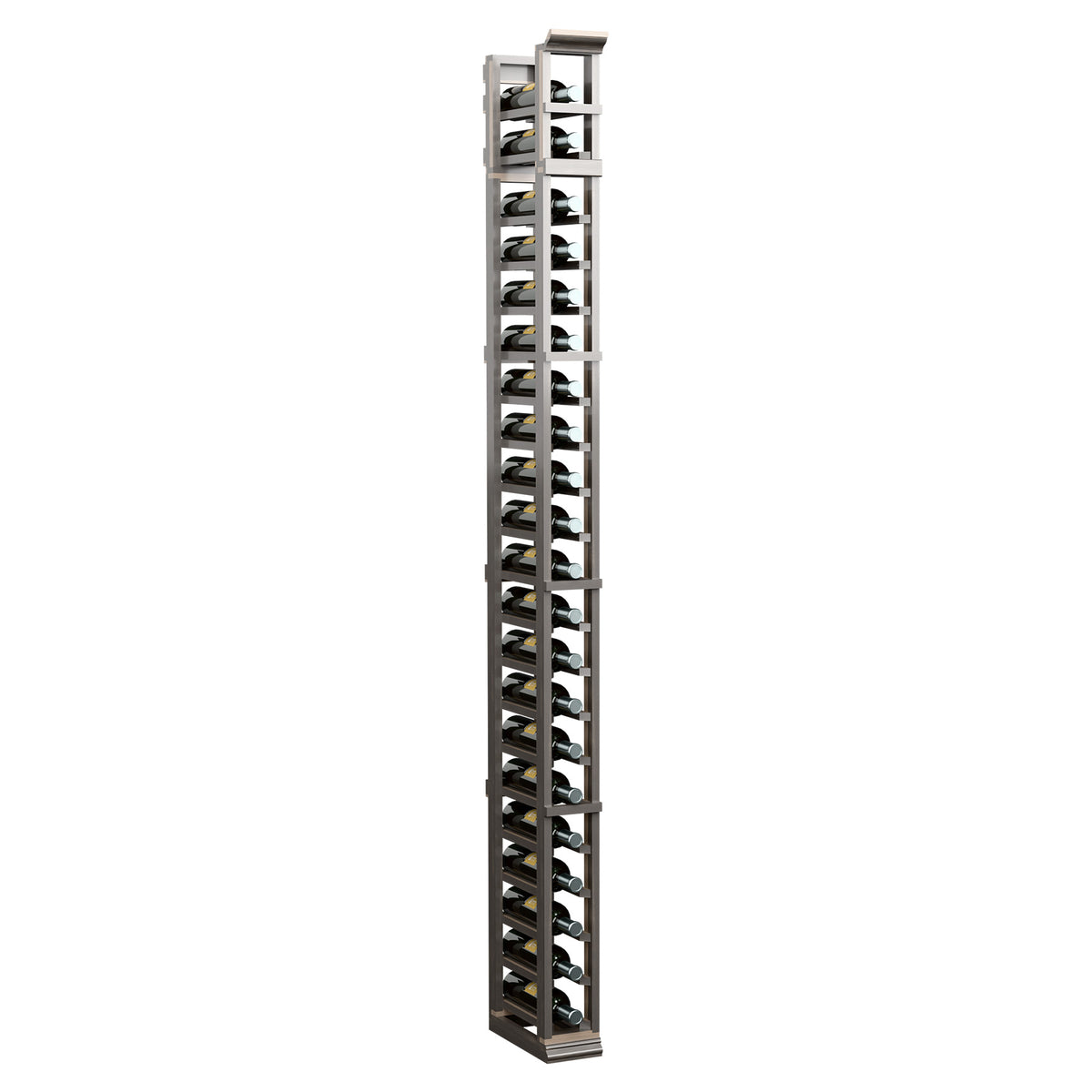 7-foot single-column shoe rack with whitewashed wood frame and multiple tier shelves