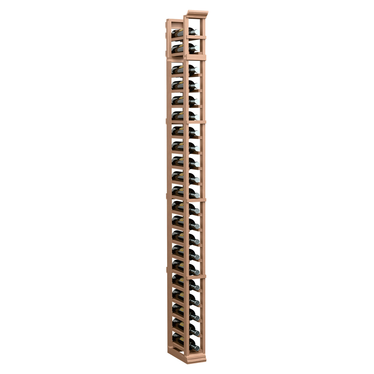 7-foot single-column shoe rack with light wood frame and multiple tier shelves