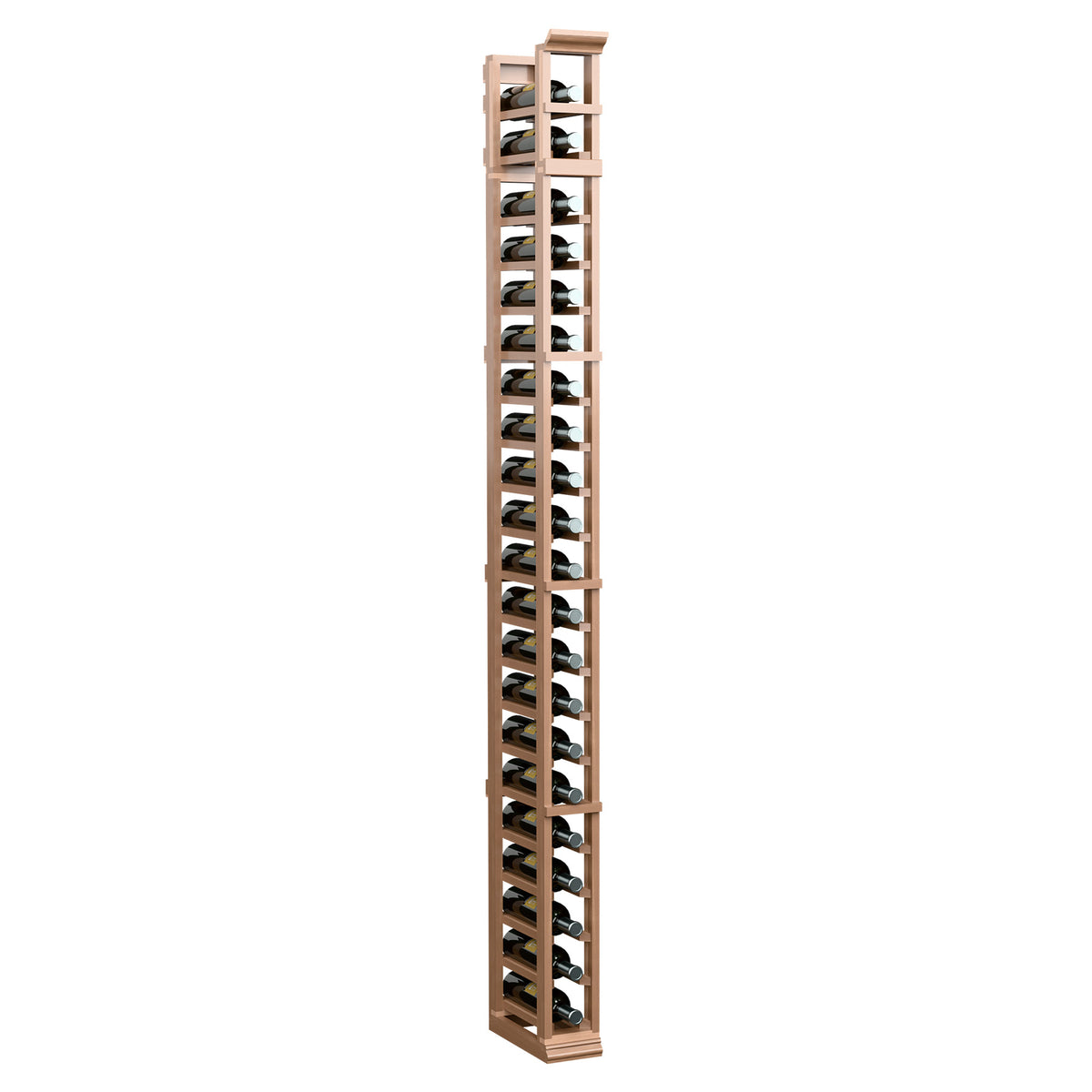 7-foot single-column shoe rack with light wood frame and many adjustable tier shelves
