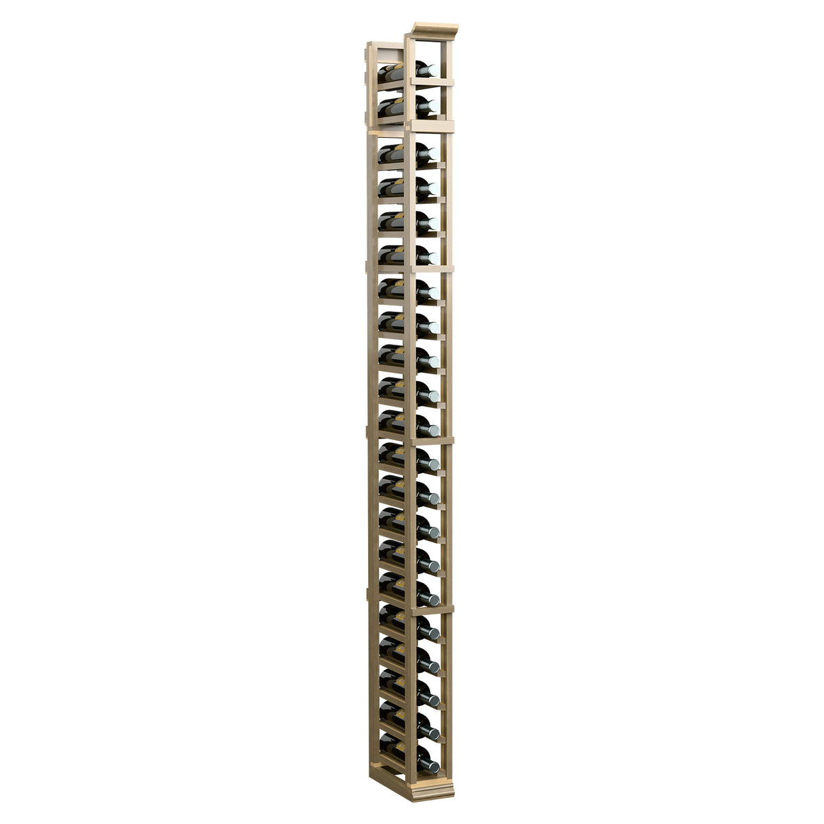 7-foot single-column shoe rack with light wood frame and multiple tier shelves