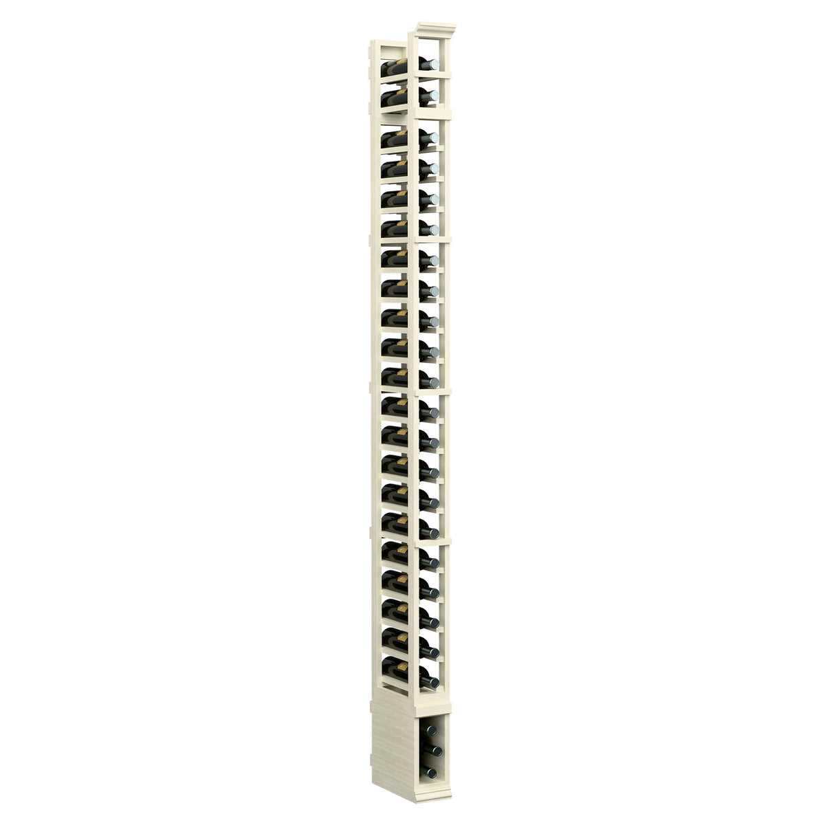 8ft one-column wooden storage rack with vertical slats and dark metal pegs, light finish