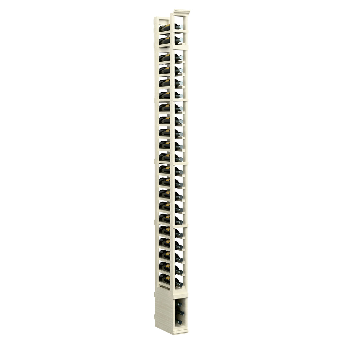 8ft one-column wooden storage rack with vertical slats and dark metal pegs, light finish