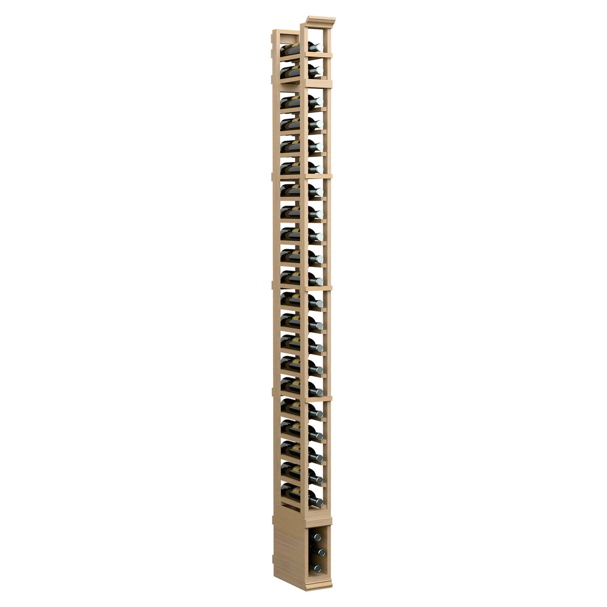 8 ft one-column vertical storage rack with light wood frame and open horizontal shelves