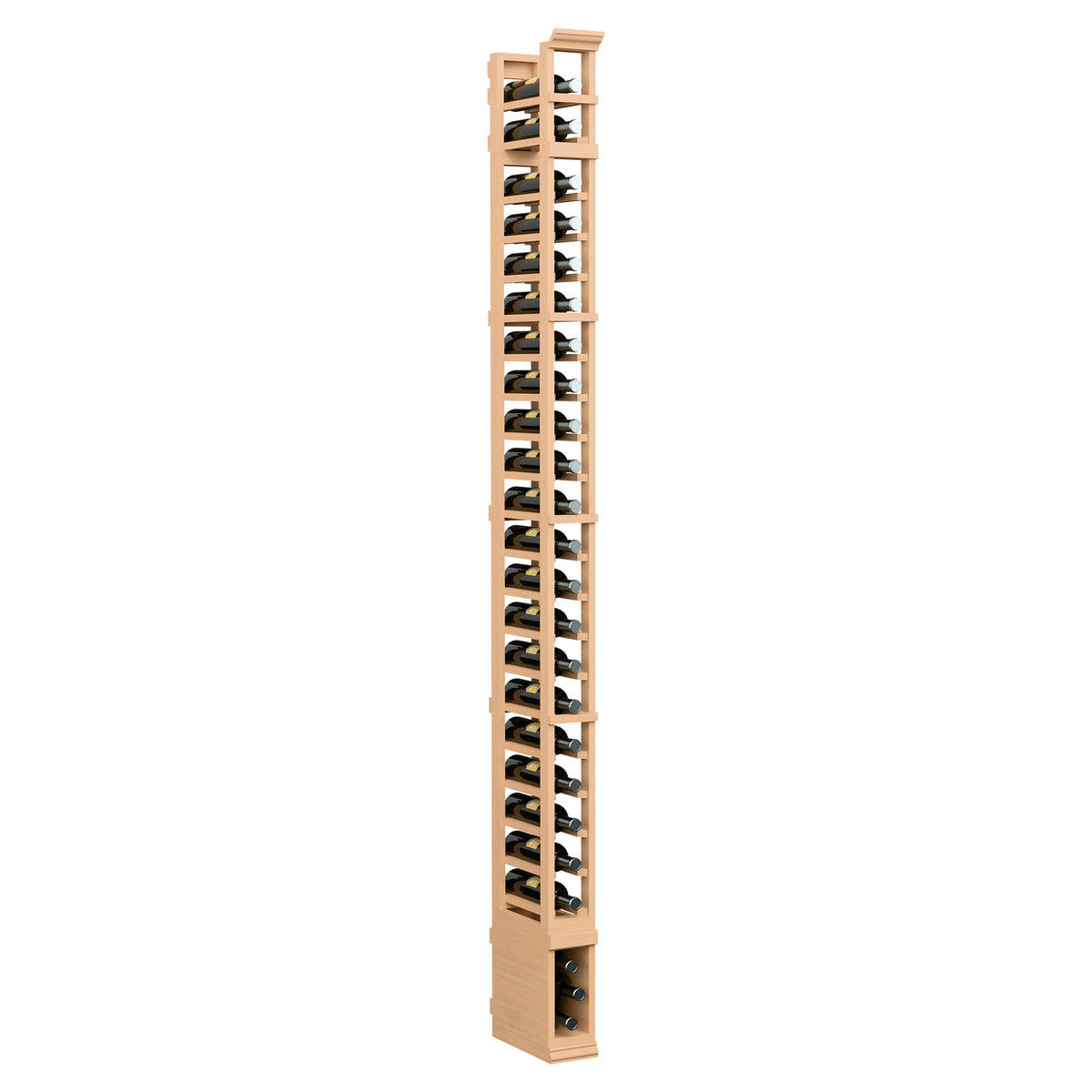 1-column standard rack with multiple horizontal slots, natural light wood, 8 ft