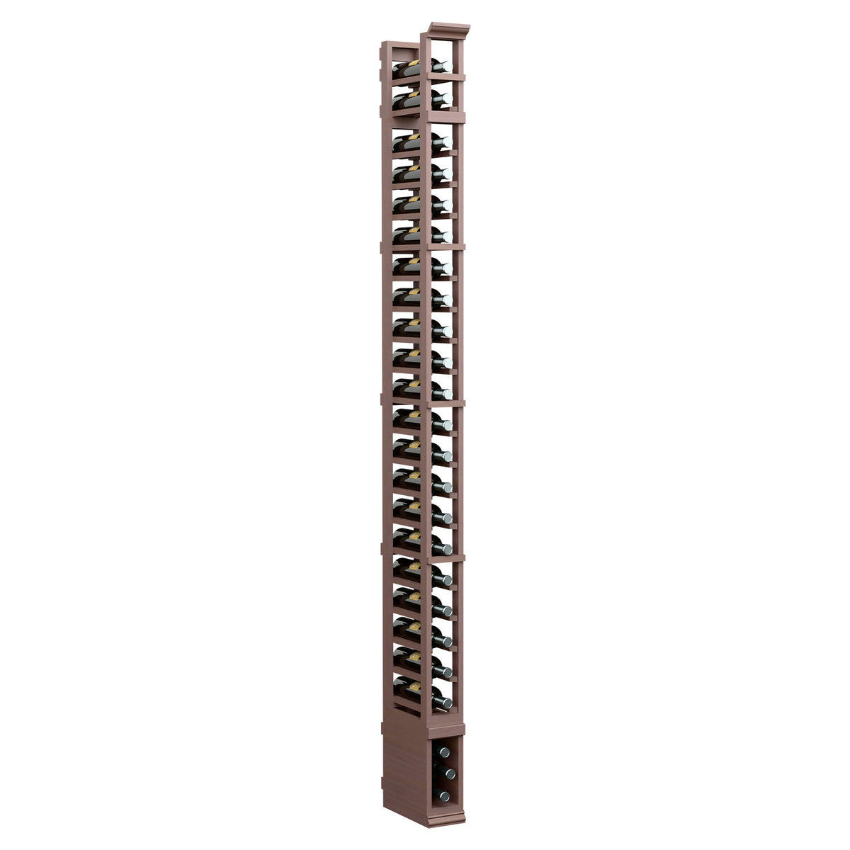 1-column standard rack with multiple horizontal slots, dark wood finish, 8 ft