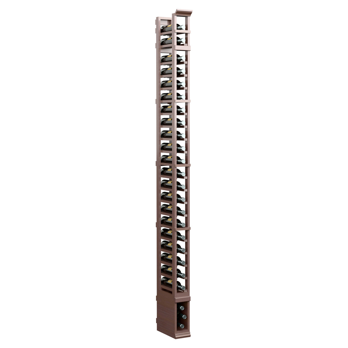 1-column standard rack with multiple horizontal slots, dark brown wood, 8 ft