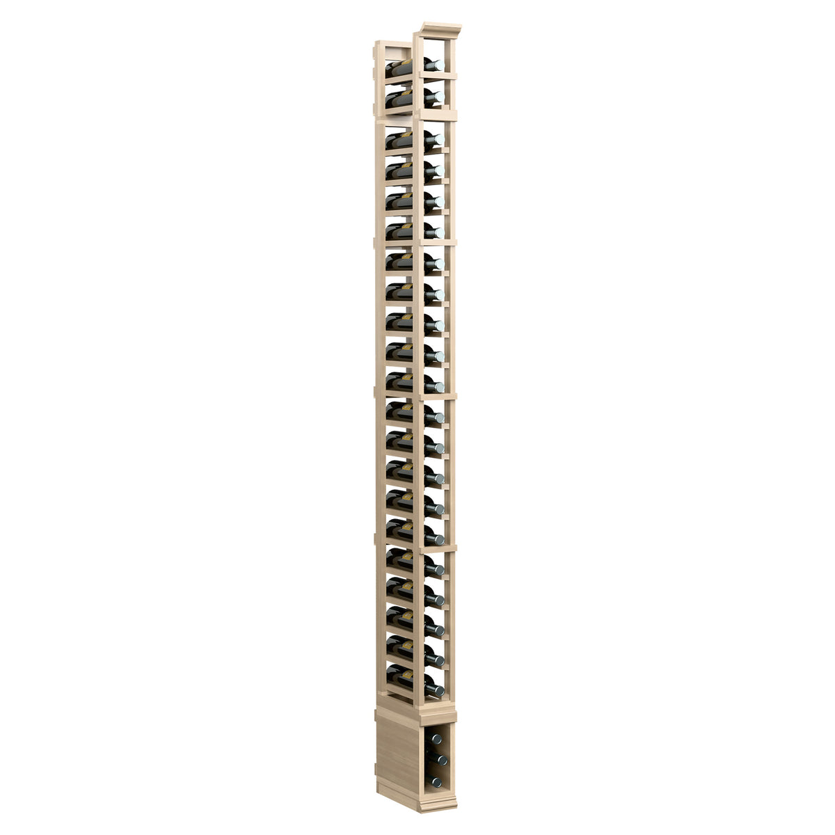 8-ft 1-column wine rack with rows of bottle holders, light wood finish