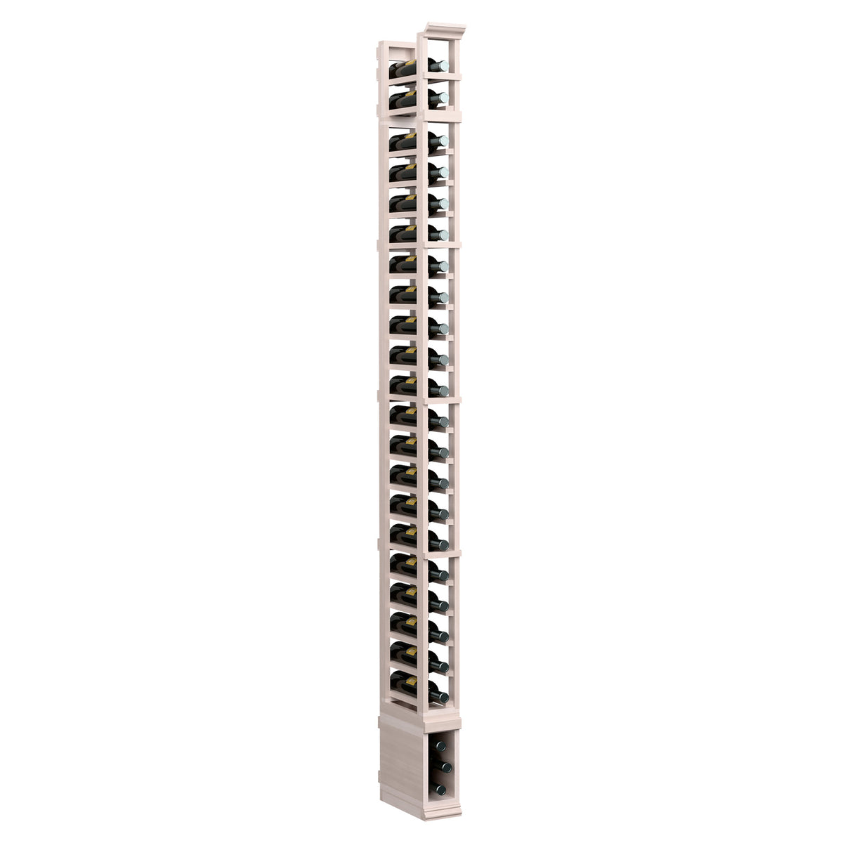 8-ft 1-column wine rack with multiple bottle holders, light wood finish