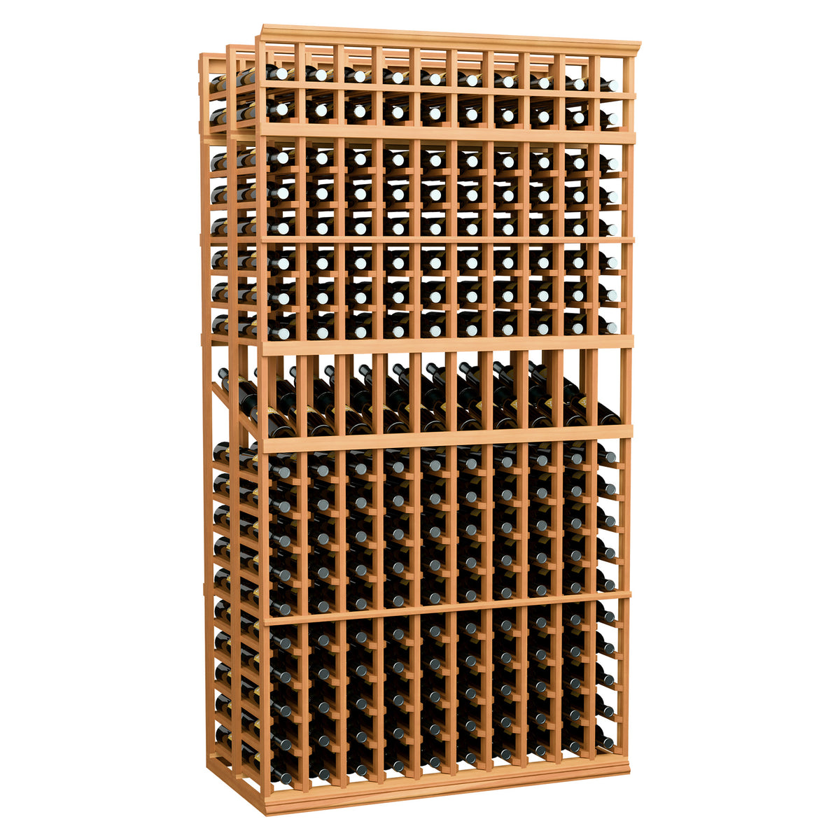 Light wood double-deep wine bottle rack, 10 columns, circular bottle slots