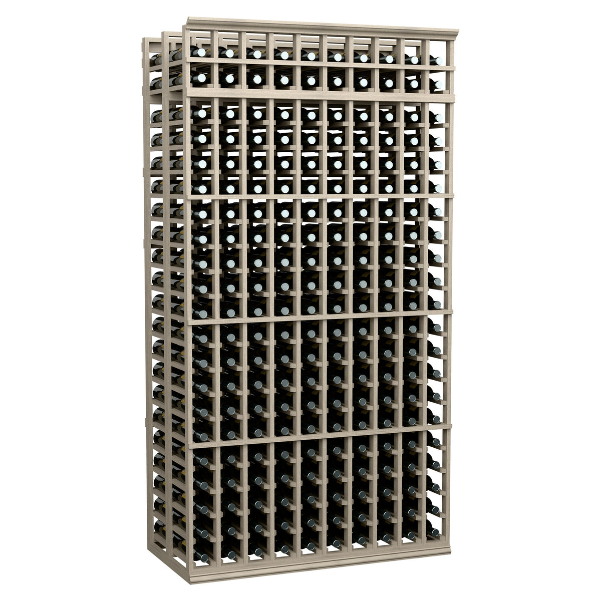 7-ft double-deep wine rack with 10 columns, gray frame and bottle cradles