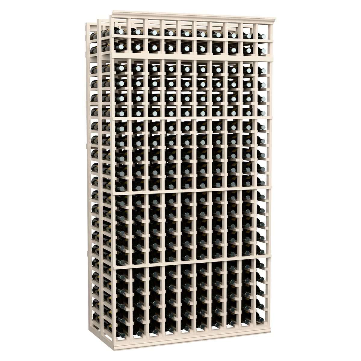 7-ft double-deep wine rack with 10 columns, white frame and bottle cradles