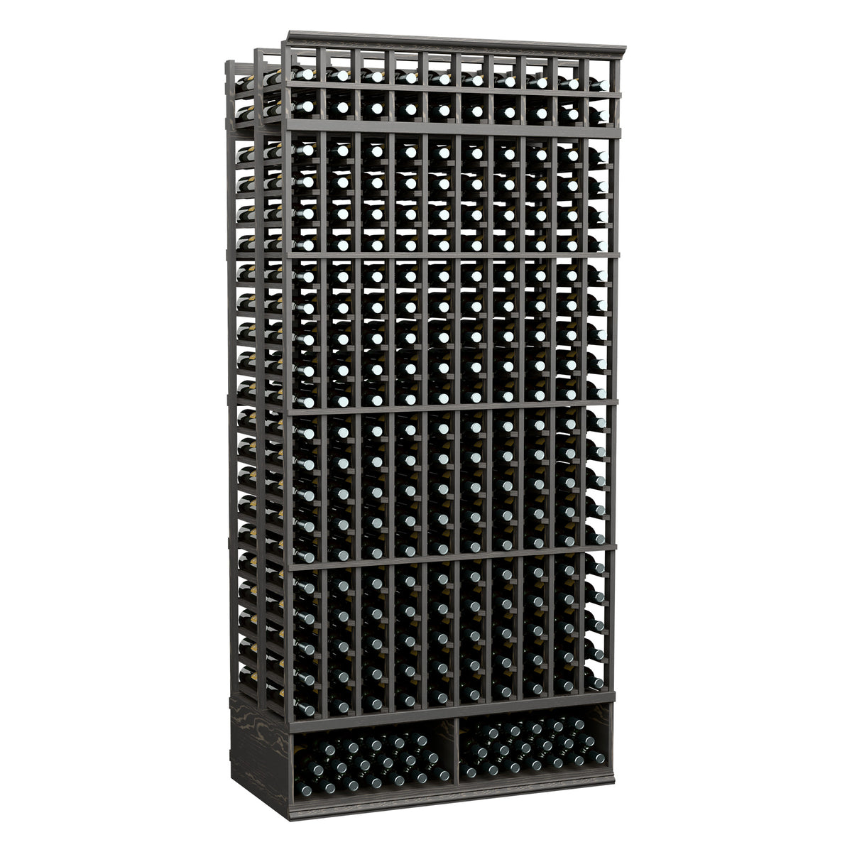 10-column double-deep standard storage rack with black steel grid and metal base