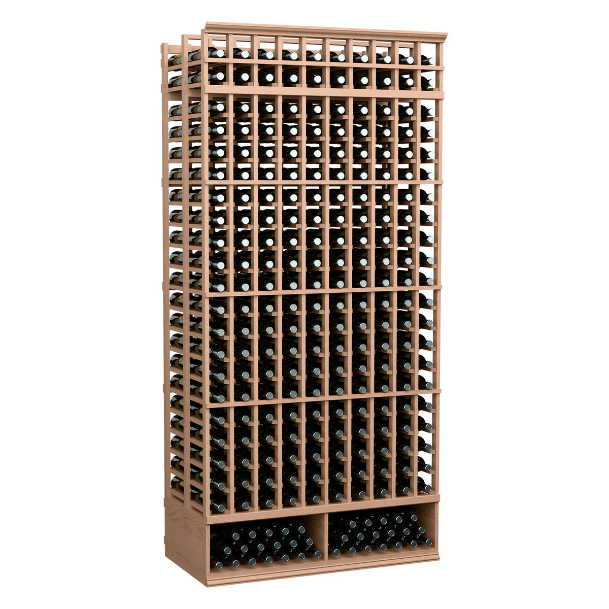 10-column double-deep standard storage rack with light wood frame and steel grid