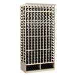10-column double-deep wine rack with pale frame and evenly spaced bottle holes