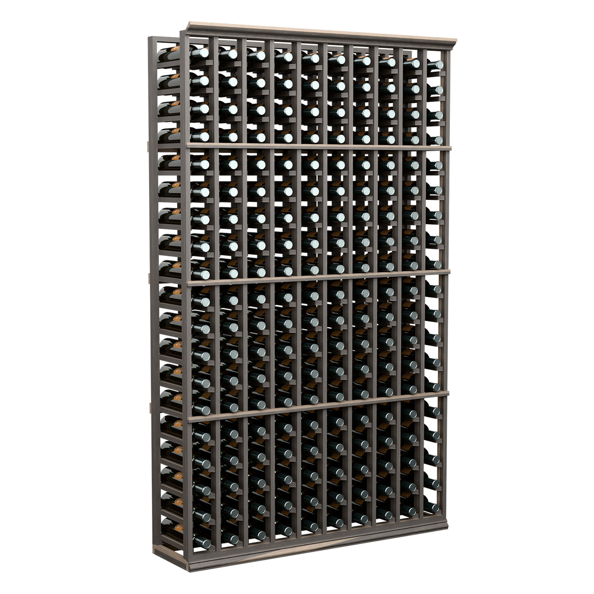 6 ft wine bottle rack with 10 columns, black frame and multiple bottle slots