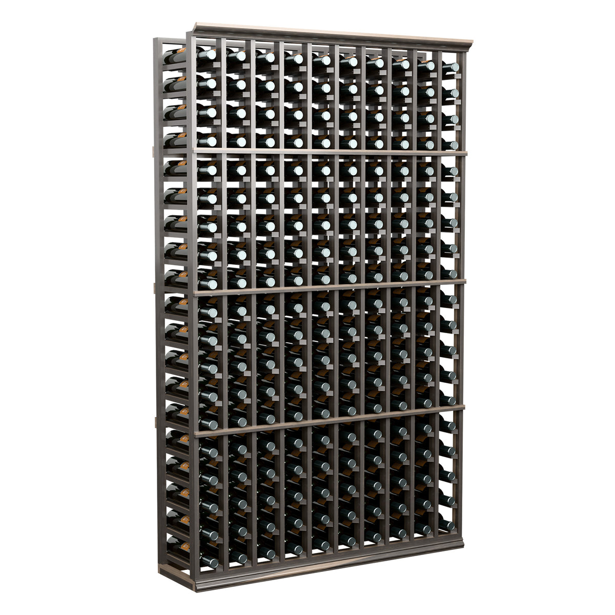 6 ft wine bottle rack with 10 columns, black finish and open bottle storage