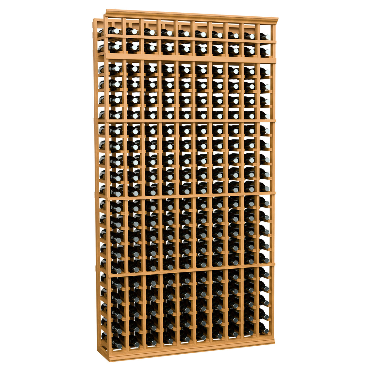 Honey wood 7-foot wine bottle rack with 10 columns of bottle holders