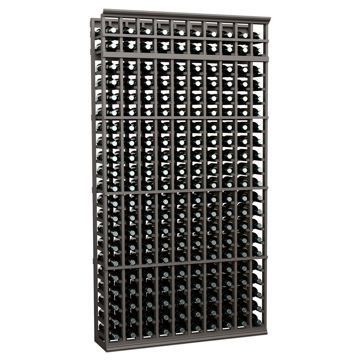 10-column standard wine rack, 7 ft, dark frame with grid bottle holders
