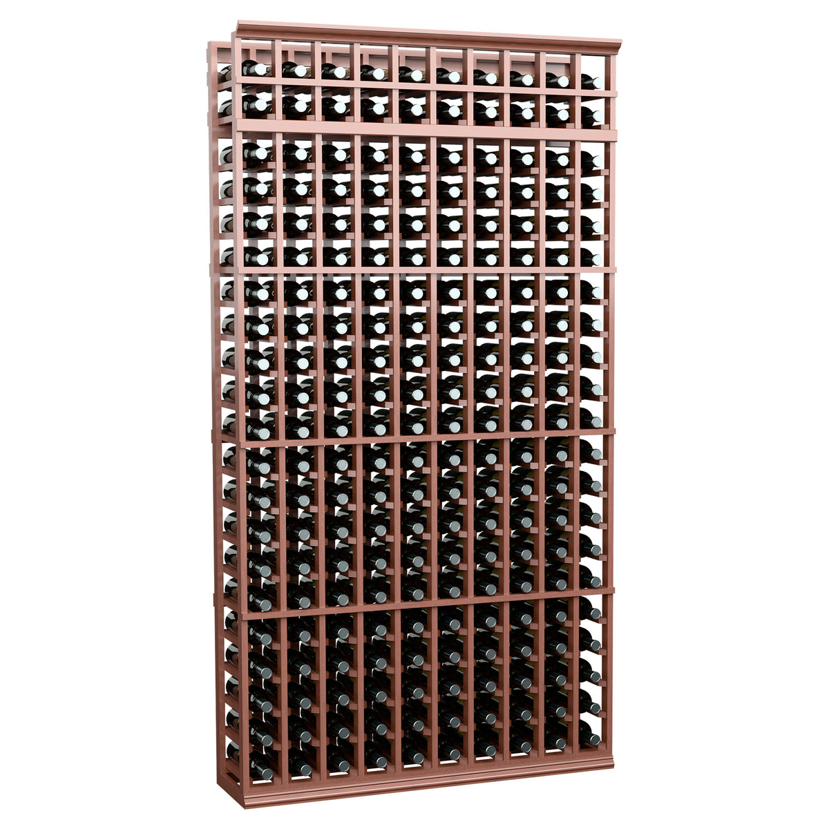 10-column standard wine rack, 7 ft, warm reddish frame bottle holder grid