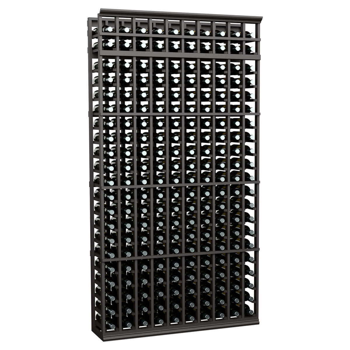 10-column standard wine rack, 7 ft, dark frame wine bottle holder grid