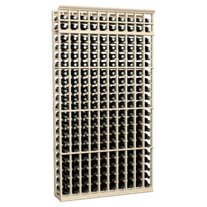 Whitewashed wood wine bottle rack, 10 columns, bottle grid for 7 ft tall storage