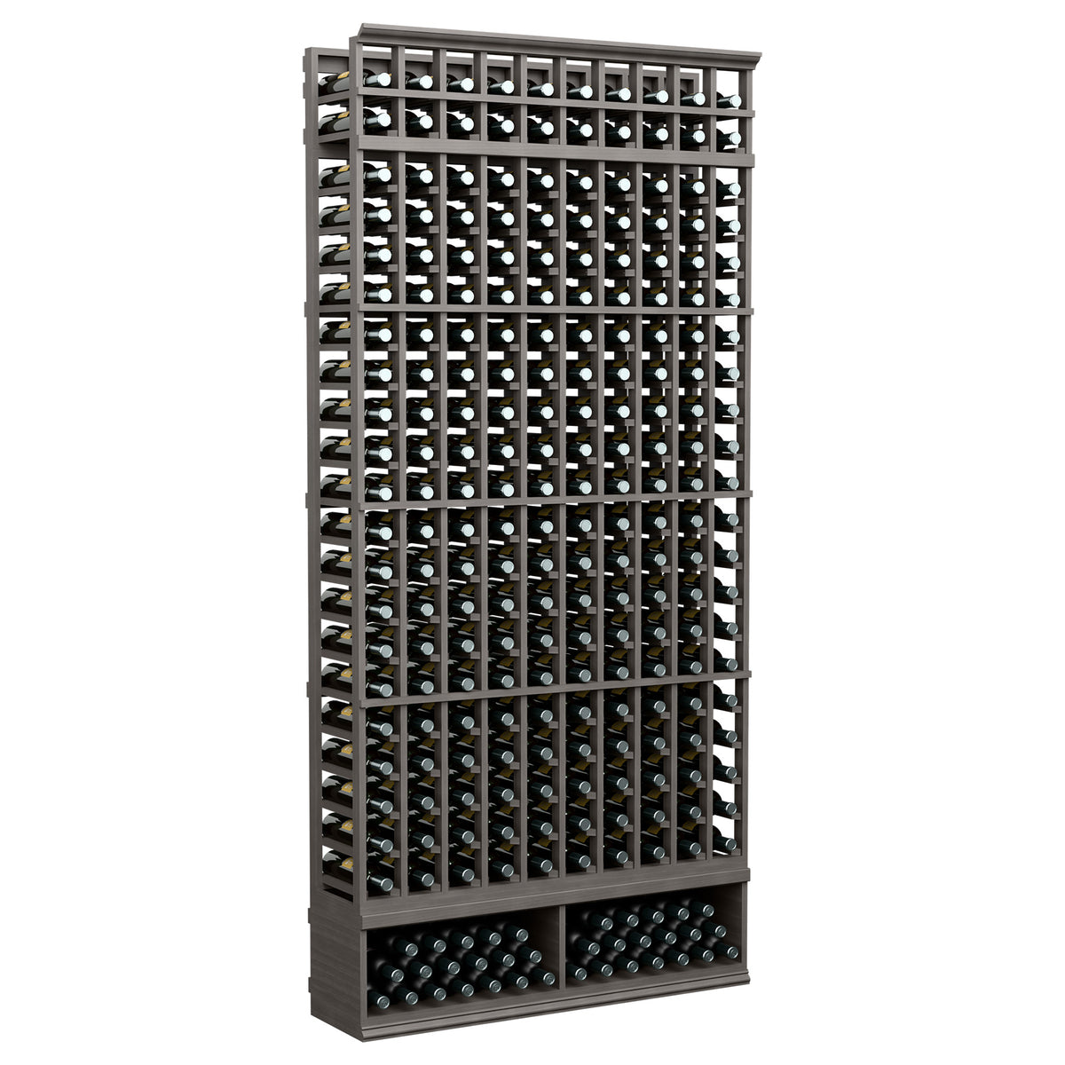 10-column wine bottle rack, dark metal frame with bottle slots