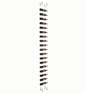 18-bottle float wine rack with black bottle cradles and silver posts
