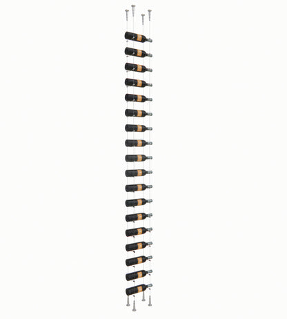 18-bottle float wine rack with black bottle cradles and silver posts