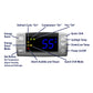 Wine cooling unit control panel with blue digital temperature display and labeled buttons