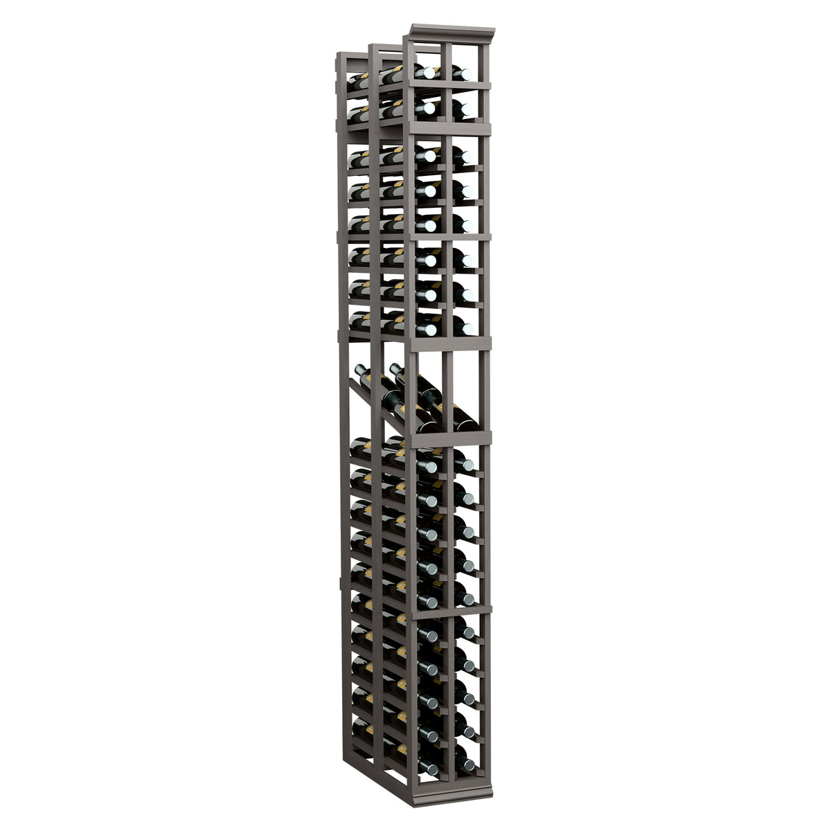 7-ft 2-column double-deep wine bottle display rack, dark grey frame with bottle slots