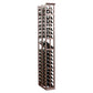 Tall two-column double-deep wine display rack with bottle slots, dark wood finish