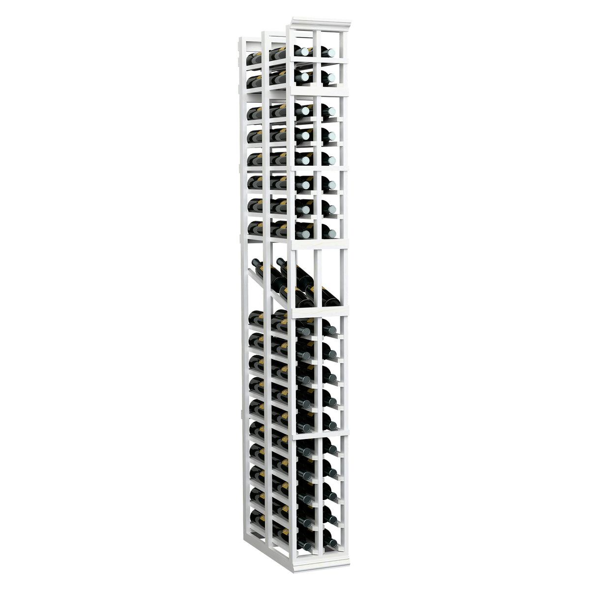 White wine bottle rack with two columns and double-deep bottle compartments