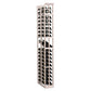 Front view wine bottle storage rack with grid shelves, light grey wood