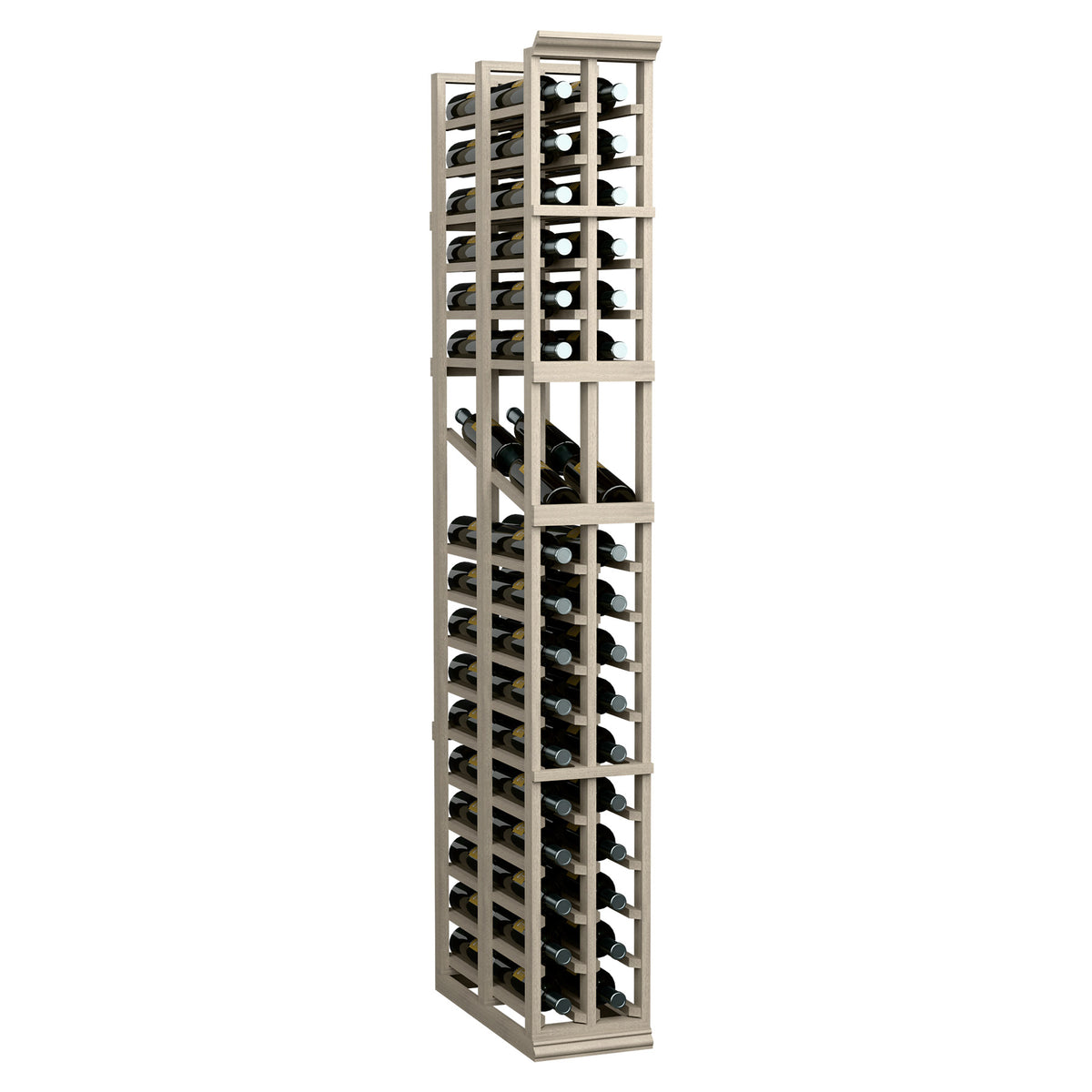 6 ft double-deep wine display rack with two columns, dark frame and bottle slots