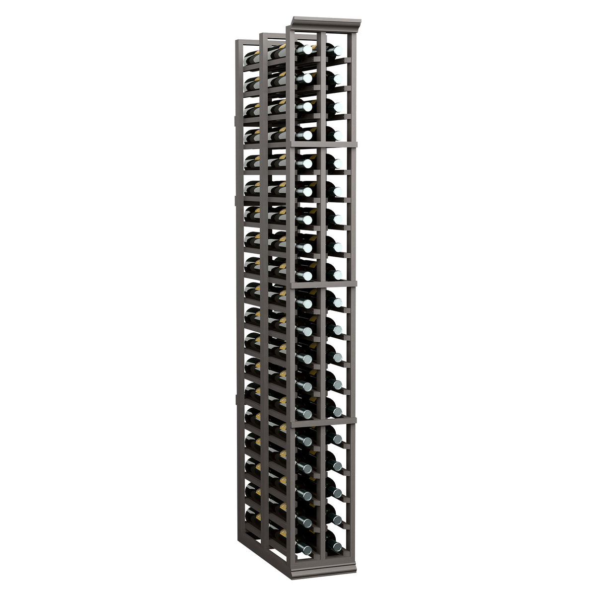 6FT double-deep wine rack with black frame and two bottle columns, front view