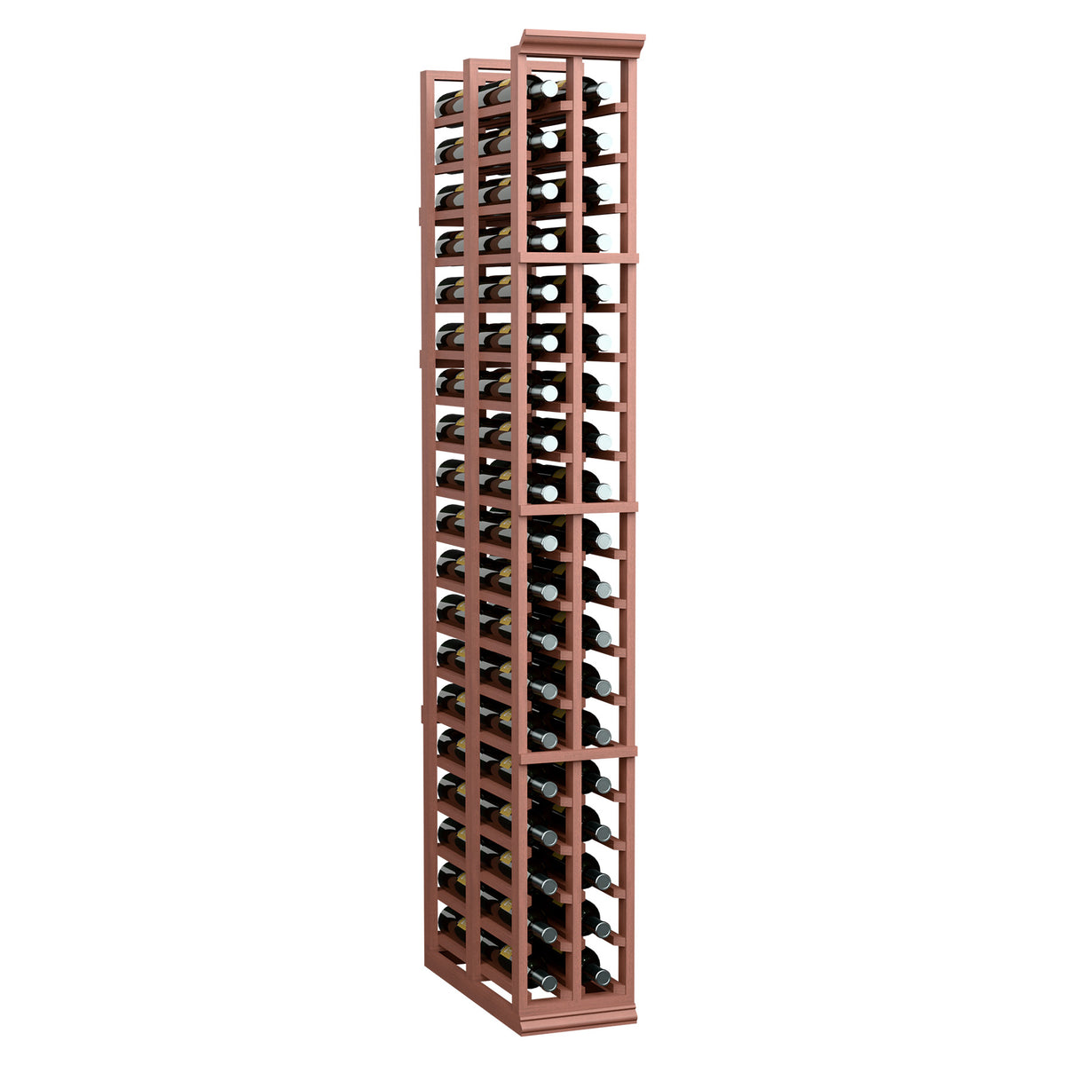 6FT double-deep wine rack with reddish wood frame and two bottle columns, front view