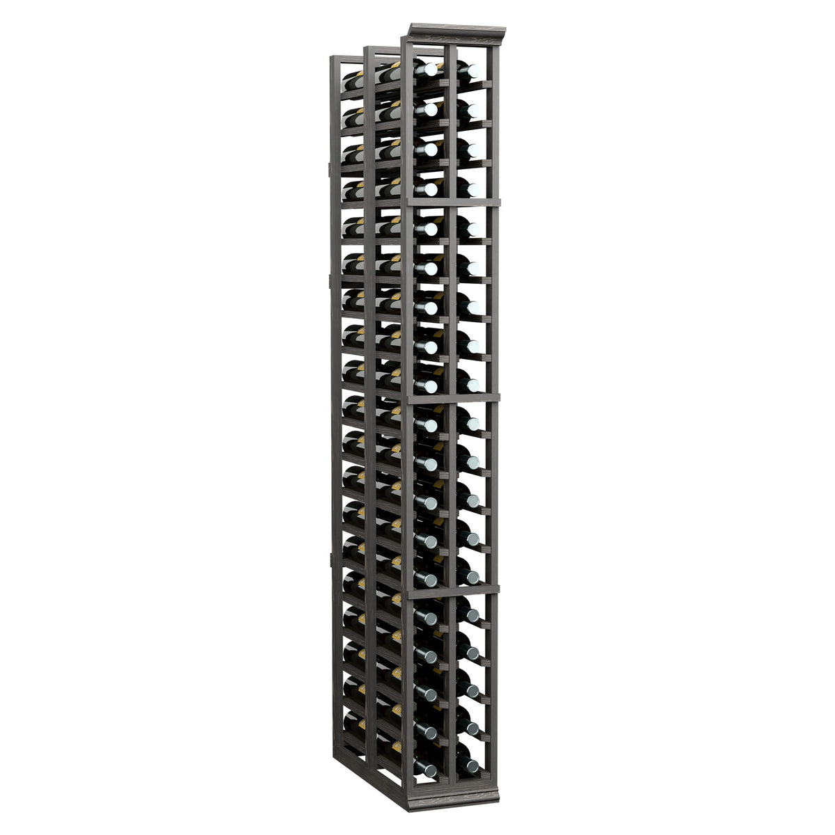 6FT double deep wine rack with two columns, black frame, holds capped wine bottles